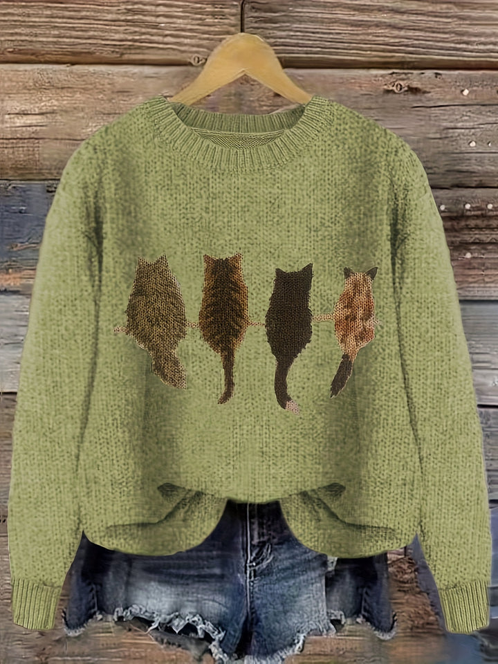 Clarisse | Pull Chaleureux à Imprimé Chats