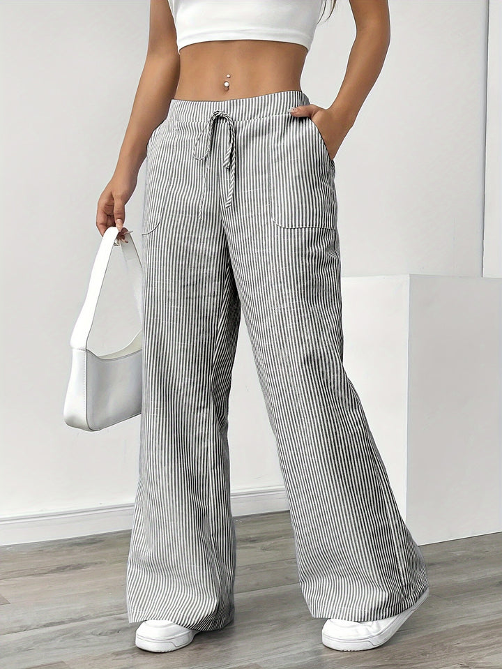 Solène | Pantalon Large à Rayures Fines