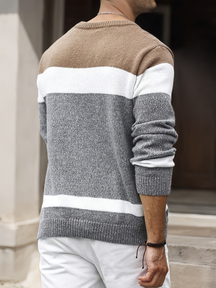 Aurélien | Pull Maille Torsadée Colorblock
