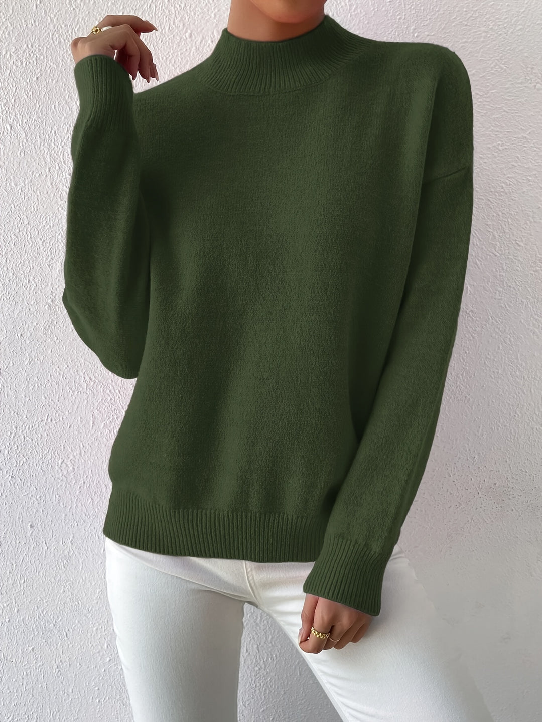 Geneviève | Pull Élégant Col Montant Épaules Tombantes