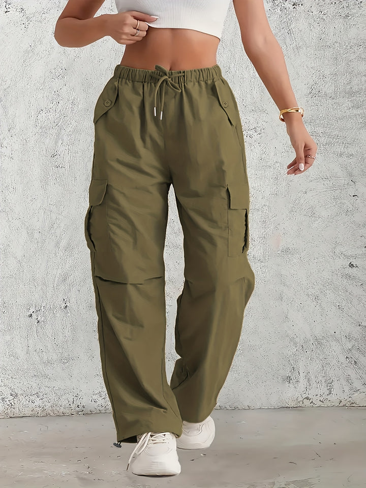Corinne | Pantalon Cargo Fluide à Taille Coulissée