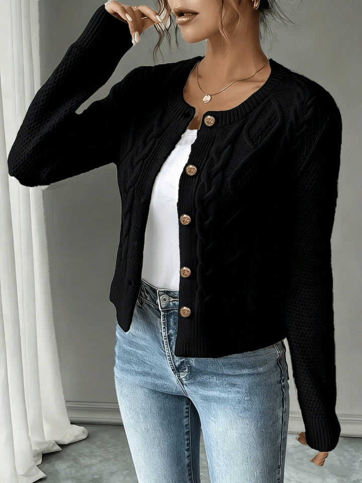 Ariane | Gilet Torsadé à Boutons Dorés