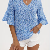Armance | Blouse Fleurie à Manches Volantées