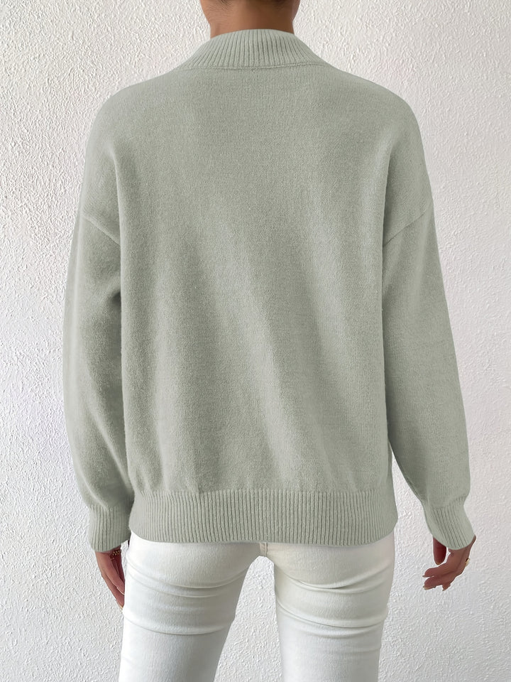 Geneviève | Pull Élégant Col Montant Épaules Tombantes