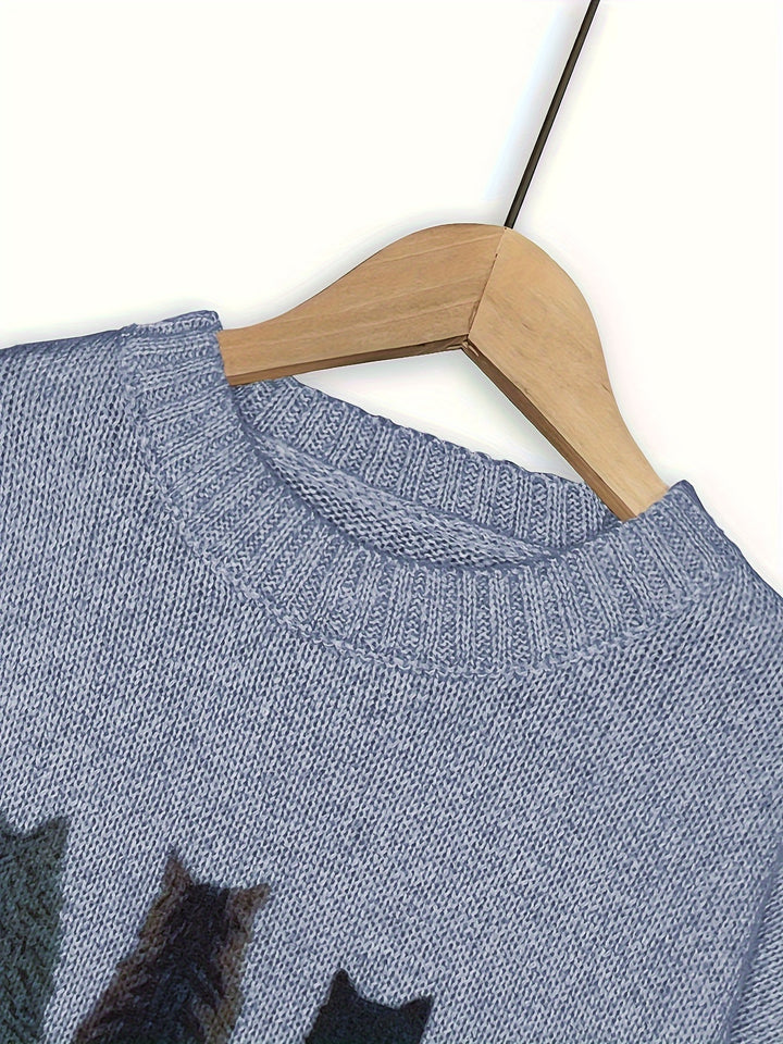 Clarisse | Pull Chaleureux à Imprimé Chats