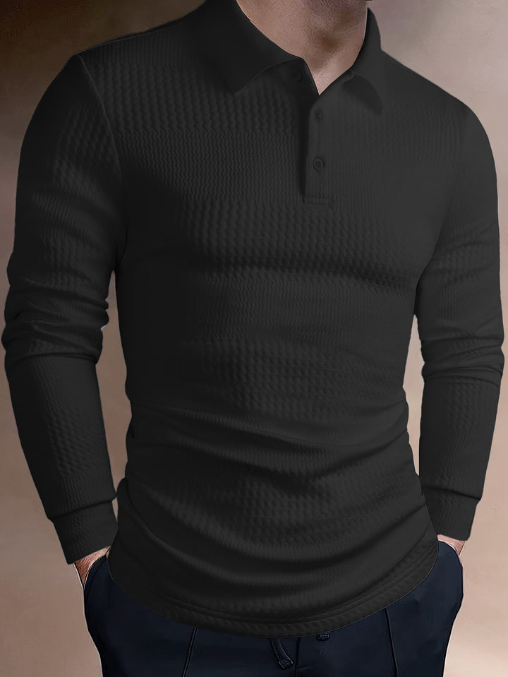 Victor | Polo Texturé à Manches Longues