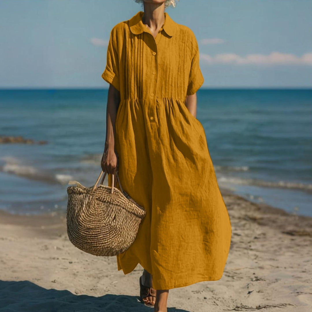 Bérénice | Robe Longue Chemise à Col