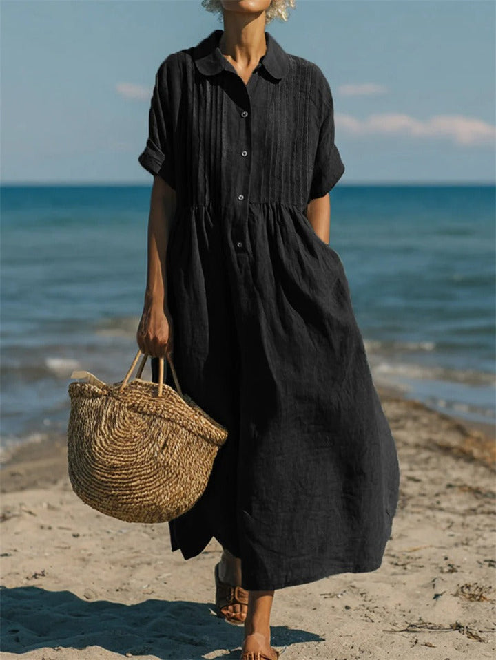 Bérénice | Robe Longue Chemise à Col