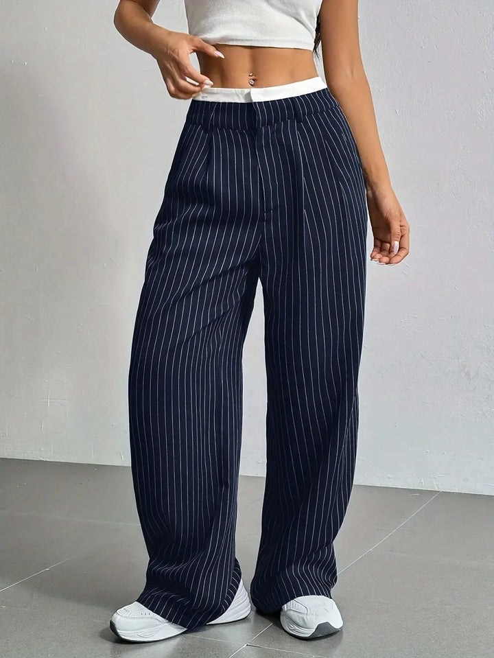 Odette | Pantalon Large à Fines Rayures