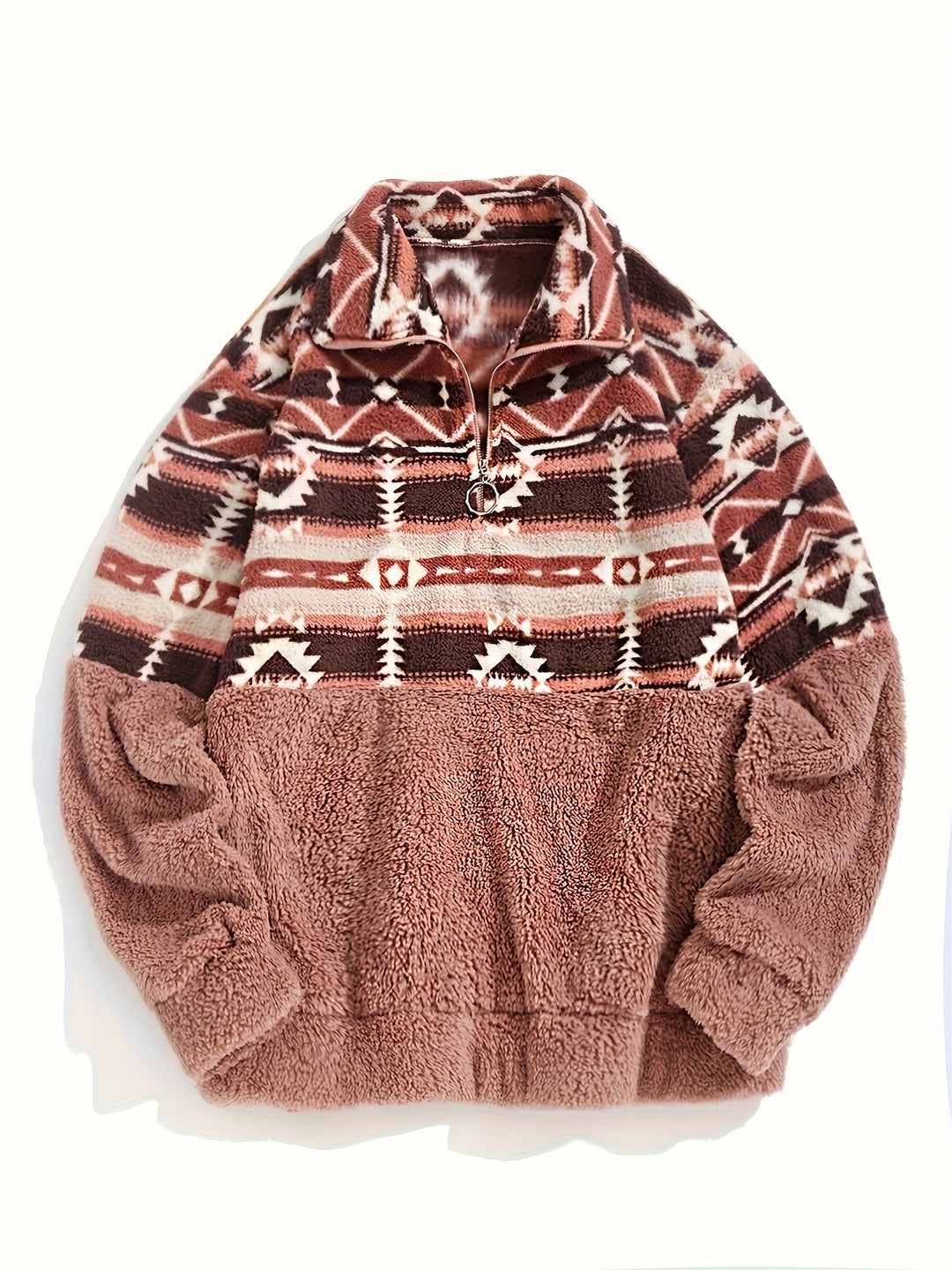 Léonie | Sweat Chaleureux à Demi-Zip et Motif Géométrique