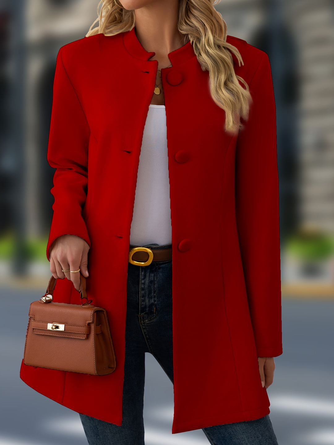 Agnès | Manteau Élégant Mi-Long à Col Montant