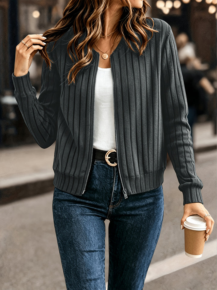Séverine | Veste Zippée Côtelée Élégante