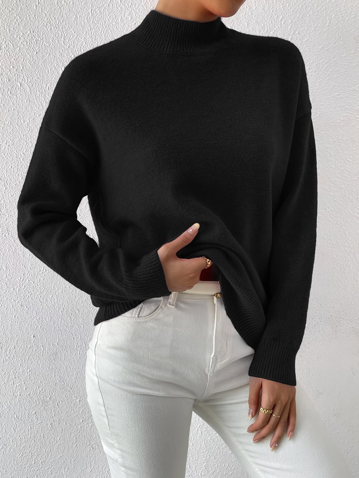 Geneviève | Pull Élégant Col Montant Épaules Tombantes
