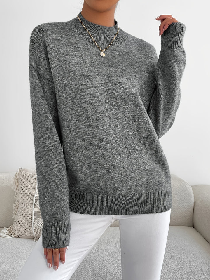 Geneviève | Pull Élégant Col Montant Épaules Tombantes