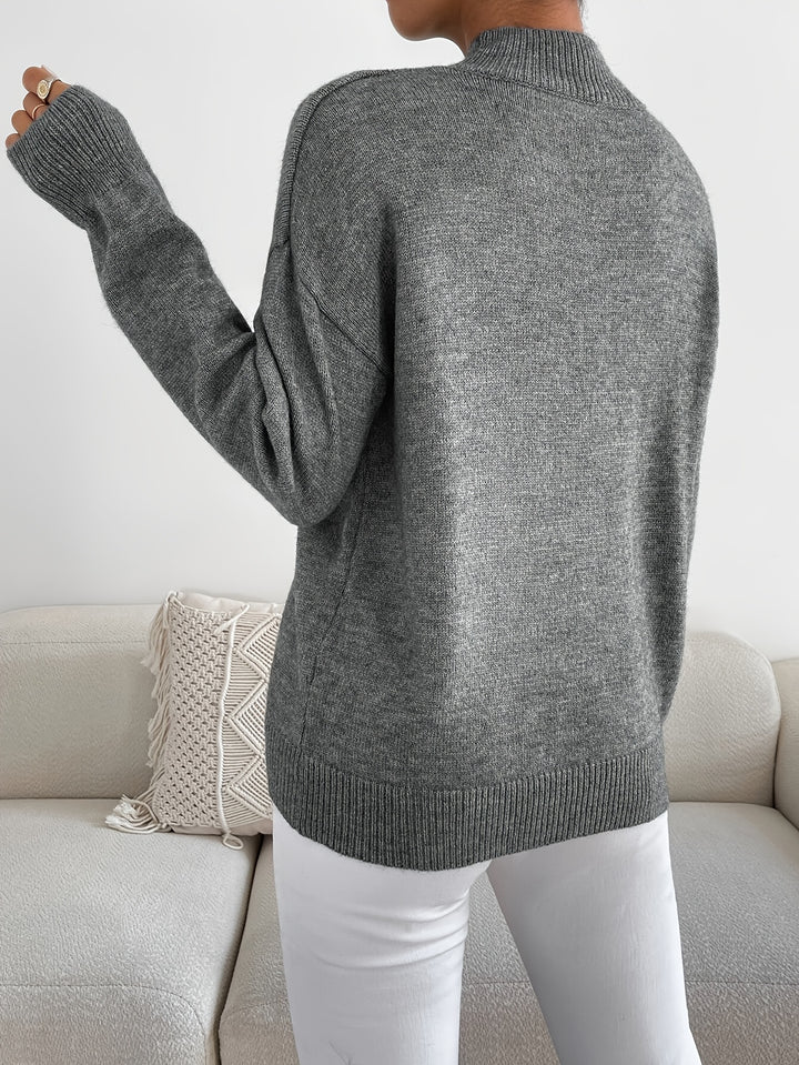 Geneviève | Pull Élégant Col Montant Épaules Tombantes
