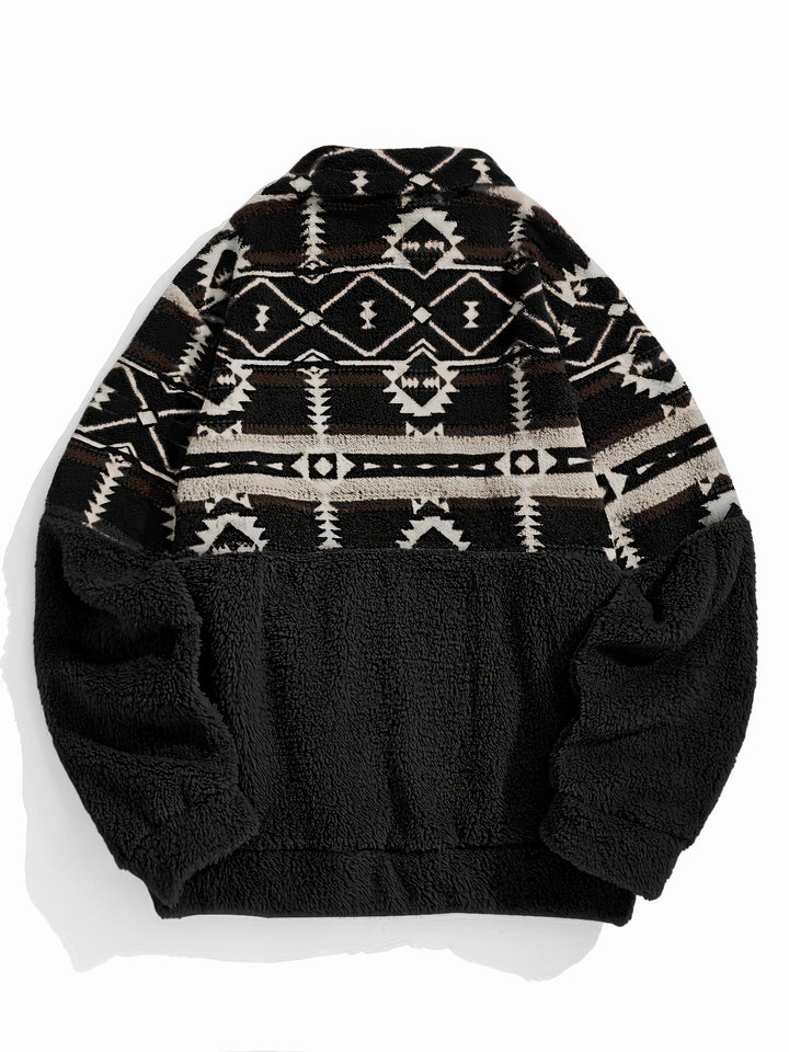 Léonie | Sweat Chaleureux à Demi-Zip et Motif Géométrique