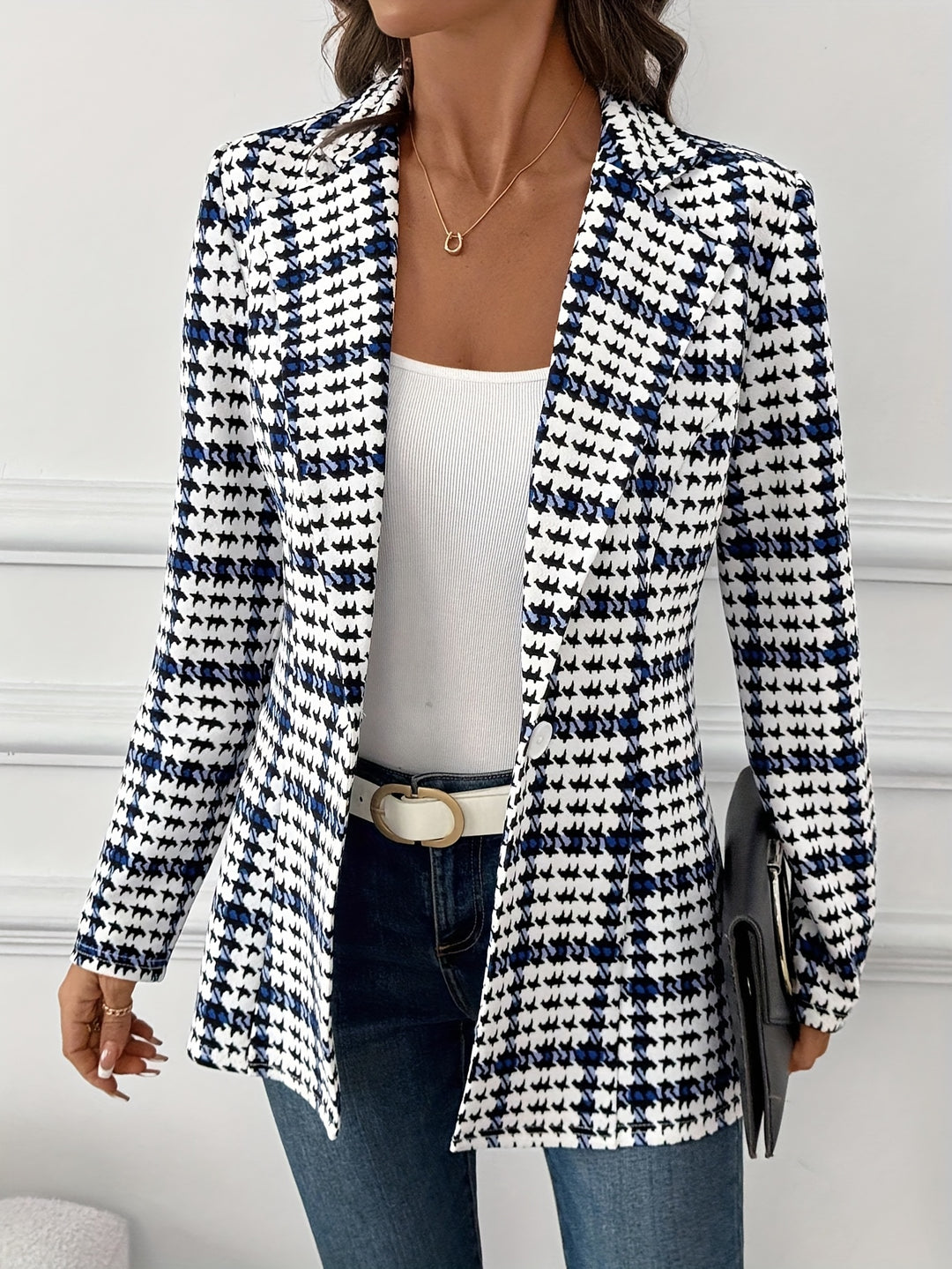 Célestine | Blazer Élégant à Motif Pied-de-poule