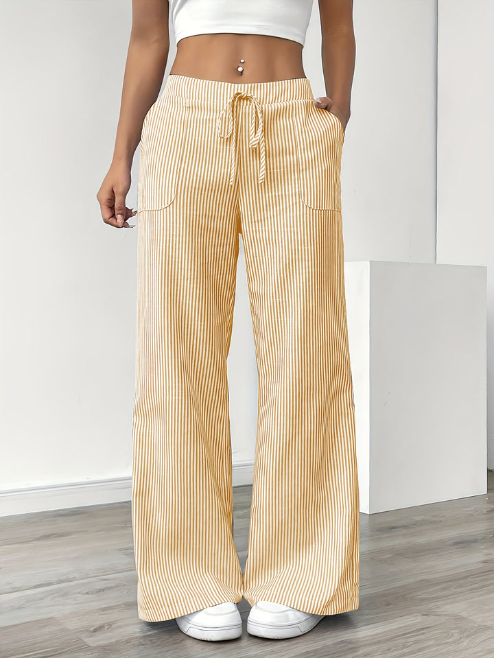 Solène | Pantalon Large à Rayures Fines