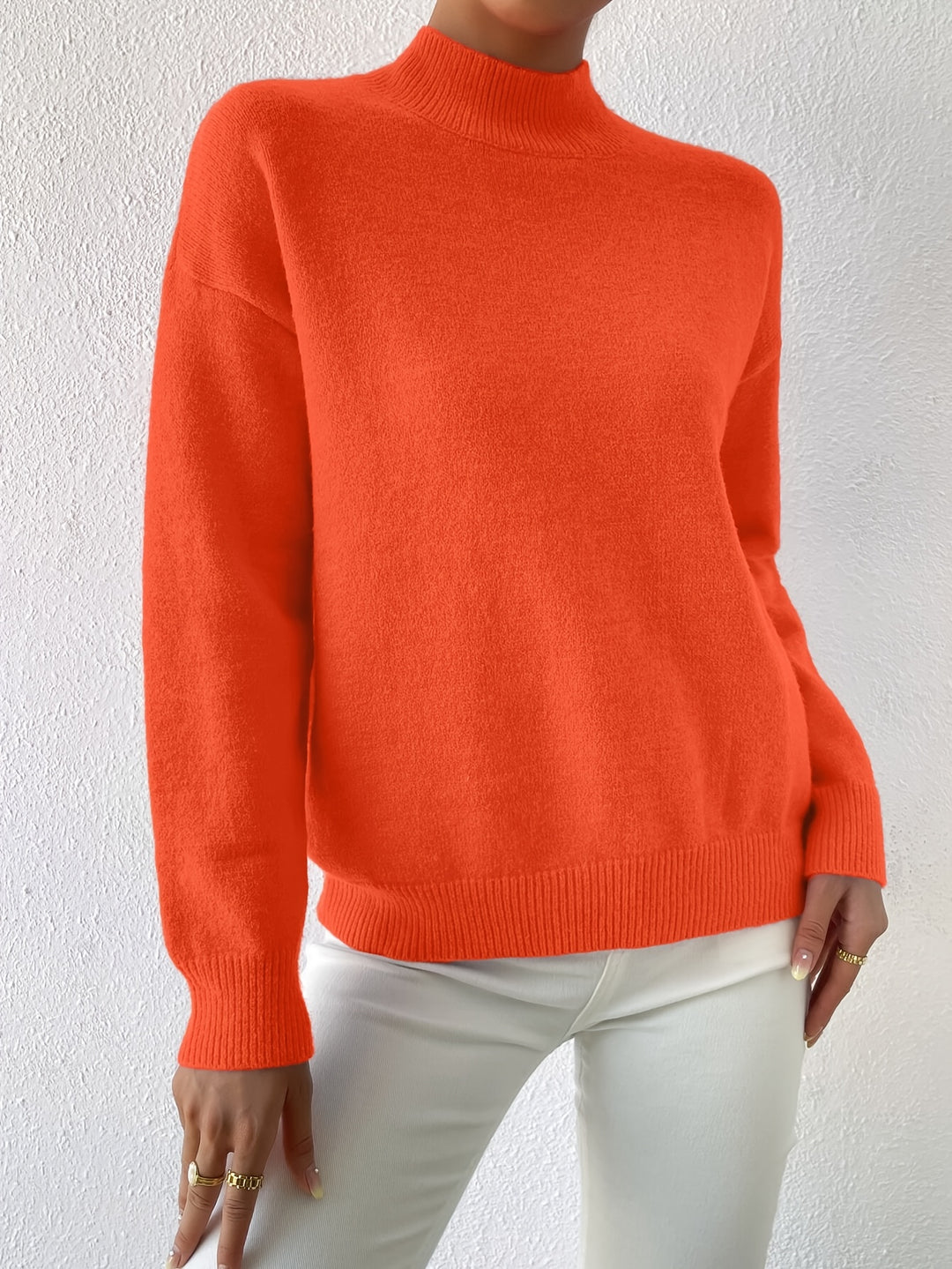 Geneviève | Pull Élégant Col Montant Épaules Tombantes