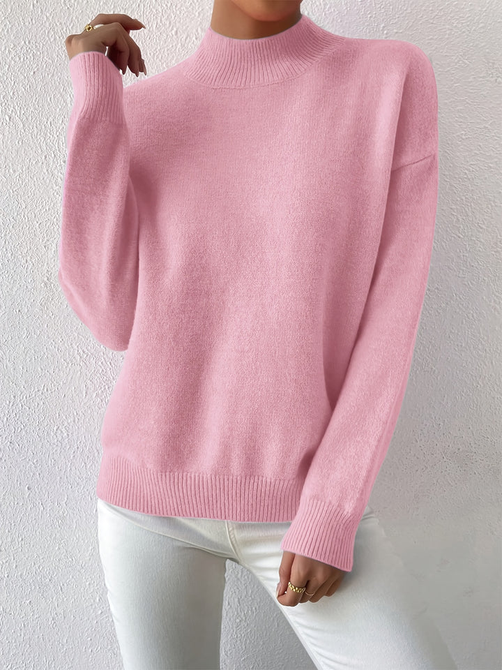 Geneviève | Pull Élégant Col Montant Épaules Tombantes