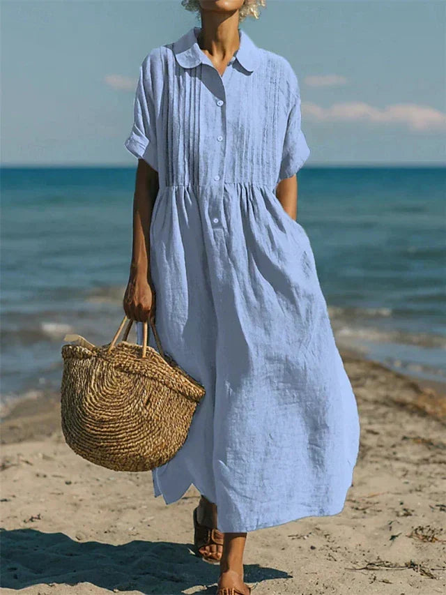 Bérénice | Robe Longue Chemise à Col