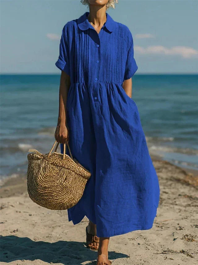 Bérénice | Robe Longue Chemise à Col
