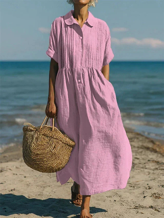 Bérénice | Robe Longue Chemise à Col