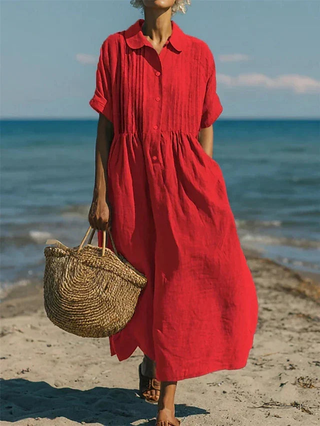 Bérénice | Robe Longue Chemise à Col