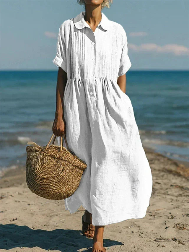 Bérénice | Robe Longue Chemise à Col