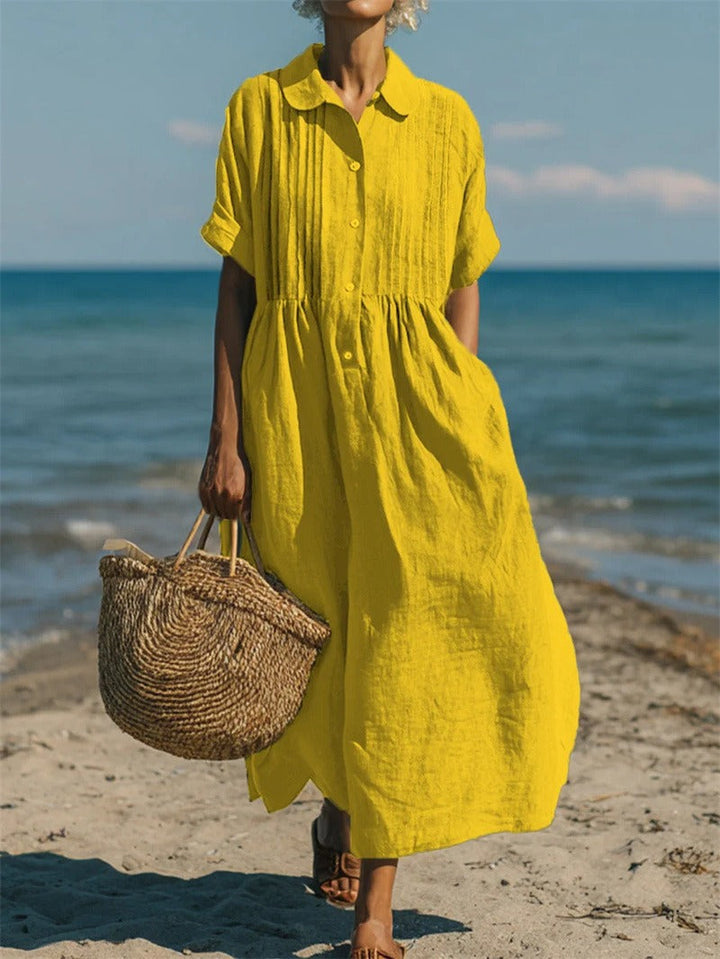 Bérénice | Robe Longue Chemise à Col