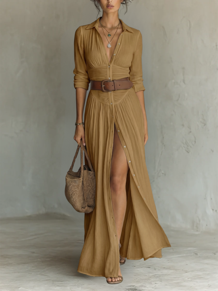 Hortense | Robe Chemise Élégante à Manches Longues