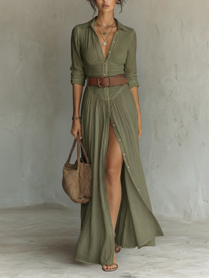 Hortense | Robe Chemise Élégante à Manches Longues