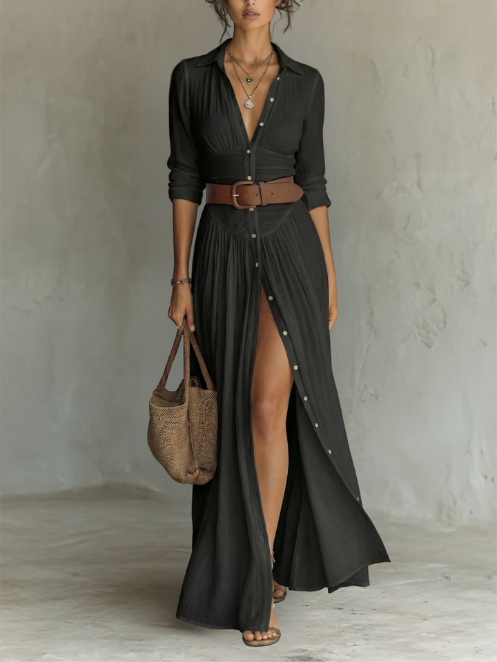 Hortense | Robe Chemise Élégante à Manches Longues