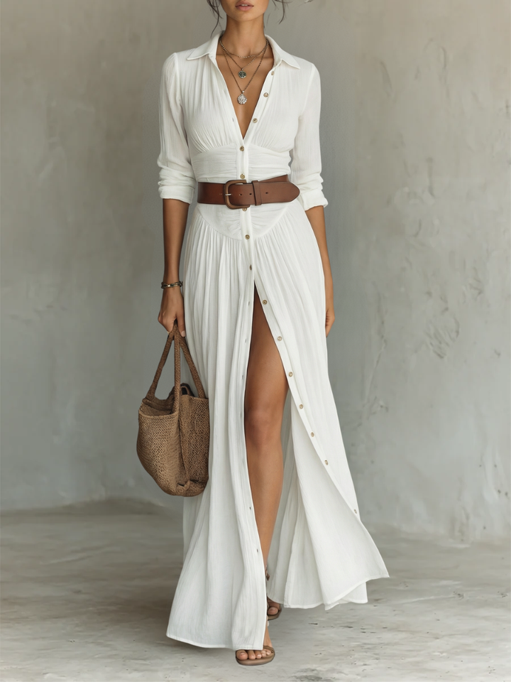 Hortense | Robe Chemise Élégante à Manches Longues