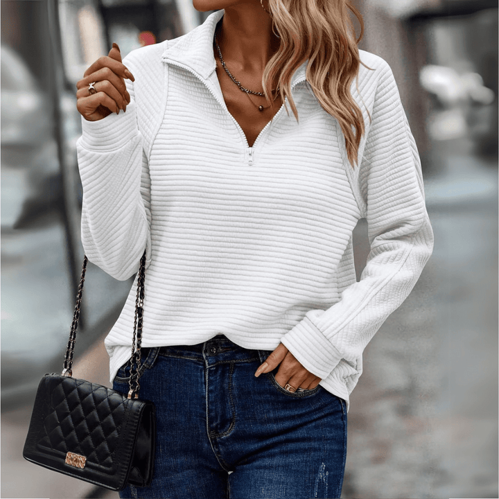 Élise | Pull Zippé Texturé Décontracté