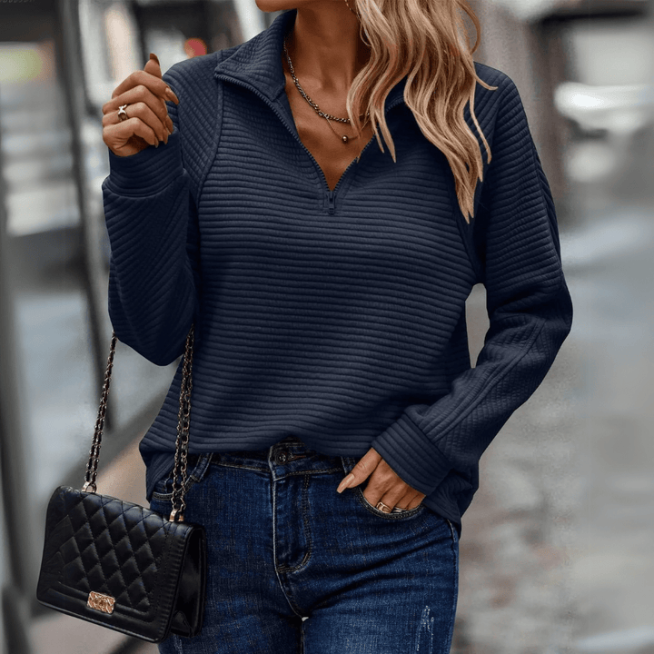 Élise | Pull Zippé Texturé Décontracté