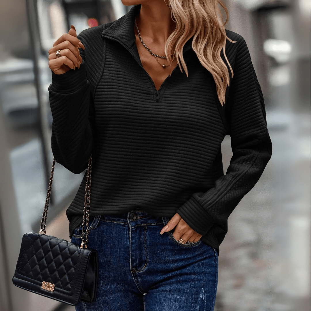 Élise | Pull Zippé Texturé Décontracté