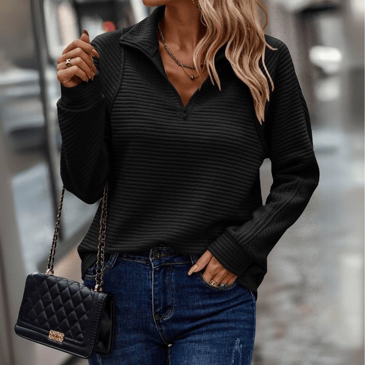 Élise | Pull Zippé Texturé Décontracté
