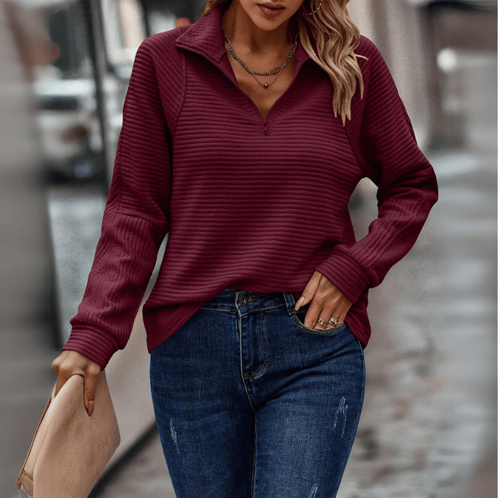 Élise | Pull Zippé Texturé Décontracté