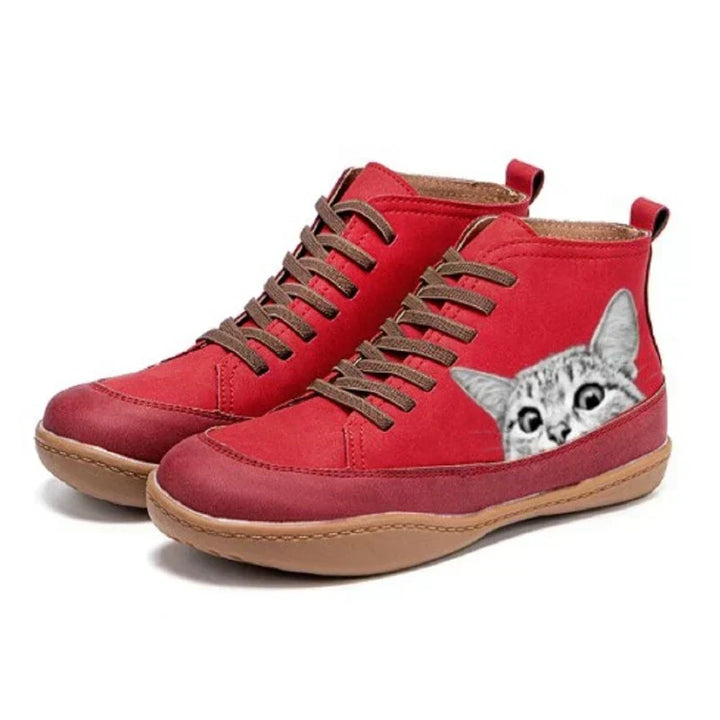 Océane | Bottines Montantes au Motif Chat