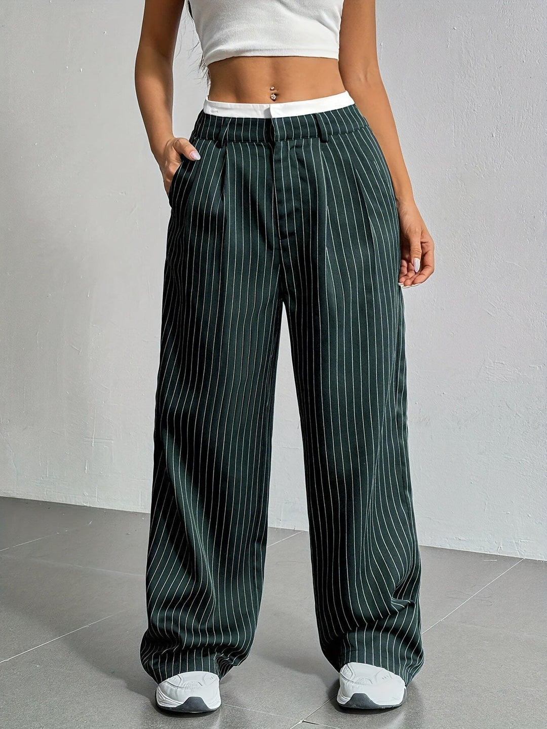 Odette | Pantalon Large à Fines Rayures