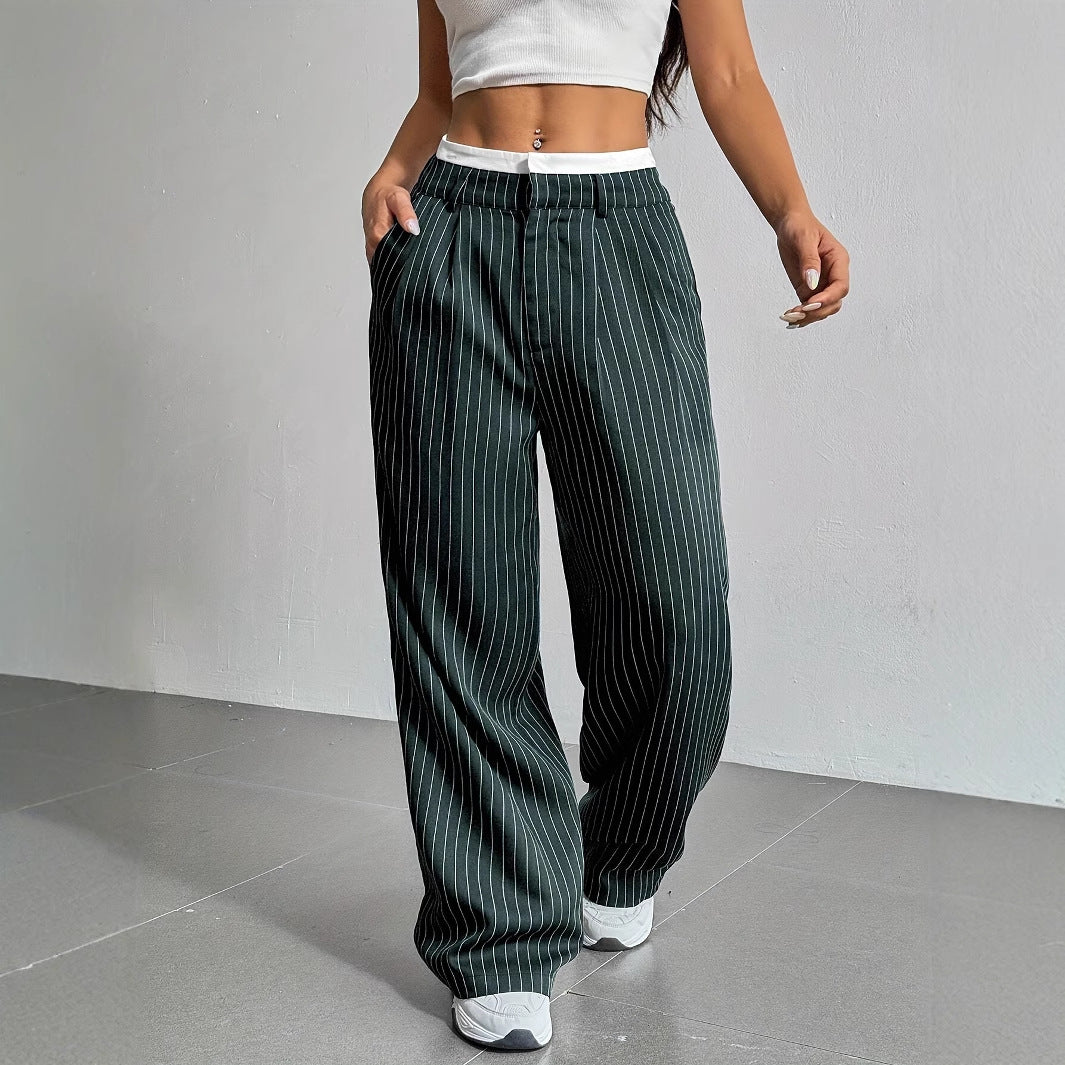 Odette | Pantalon Large à Fines Rayures