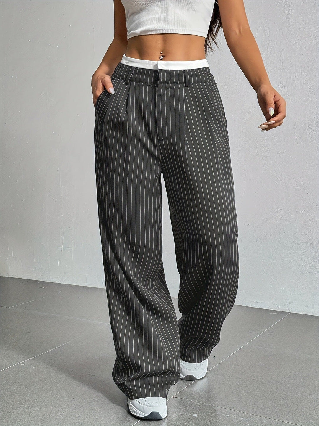 Odette | Pantalon Large à Fines Rayures