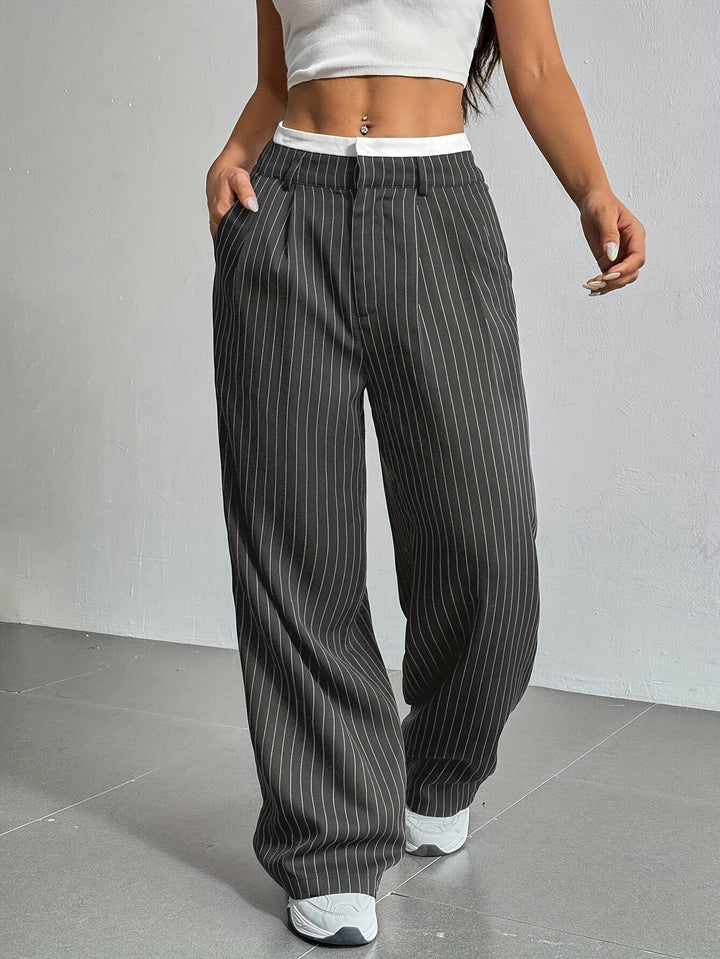 Odette | Pantalon Large à Fines Rayures