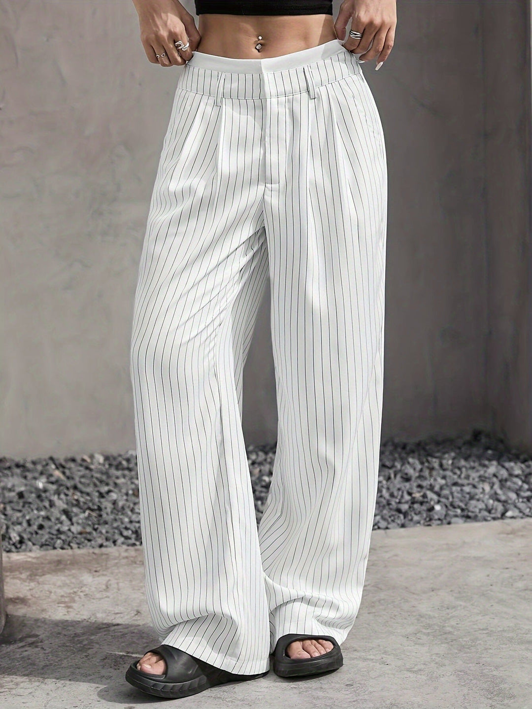 Odette | Pantalon Large à Fines Rayures