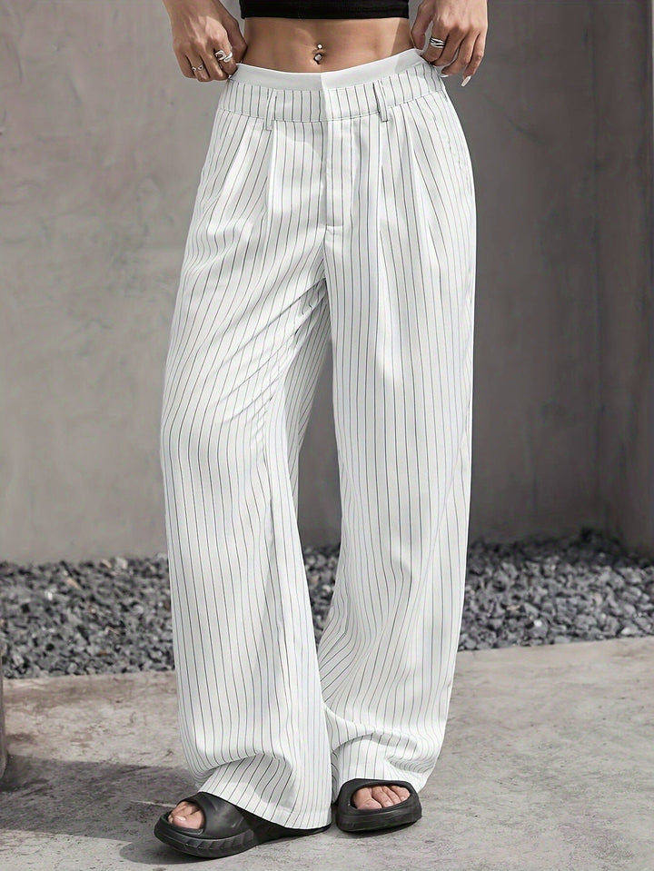 Odette | Pantalon Large à Fines Rayures