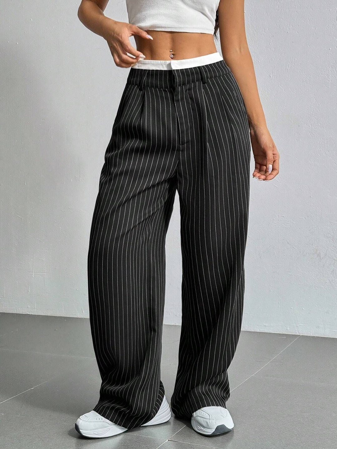 Odette | Pantalon Large à Fines Rayures