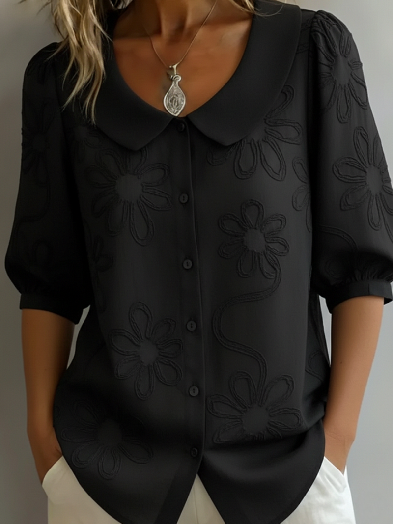 Adeline | Blouse Fleurie Élégante à Col Claudine