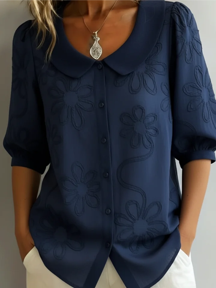 Adeline | Blouse Fleurie Élégante à Col Claudine