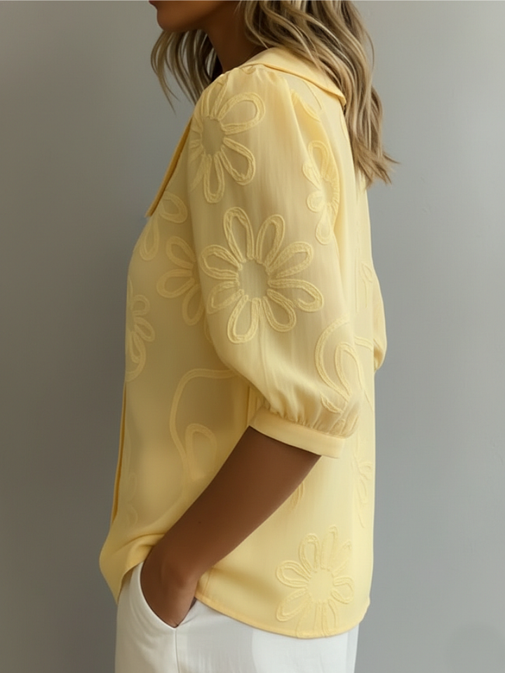 Adeline | Blouse Fleurie Élégante à Col Claudine